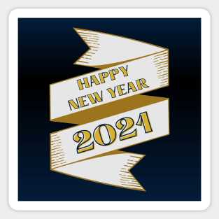 happy new year 2021 holiday retro vintage theme blue gold yellow banner pattern Sticker